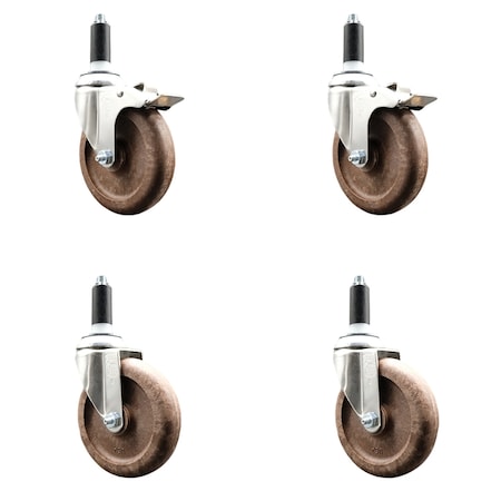 Service Caster 5 Inch 316SS High Temp Glass Filled Nylon 1-1/8 Inch Stem Caster Lck Brake, 2PK SS316TTLEX20S514-GFNSHT-2-S-2-118